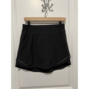 Lululemon Hotty Hot High-Rise Skirt Black‎ Size 8 Liner Athletic Reflective Logo